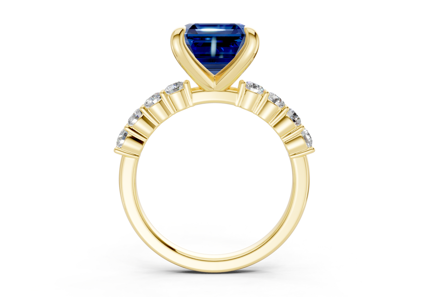 Arabella Sapphire Gemstone Accent Asscher Cut 2mm Engagement Ring