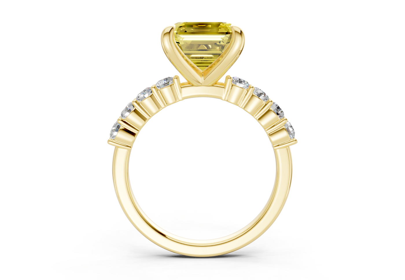 Arabella Yellow Diamond Accent Asscher Cut 2mm Engagement Ring