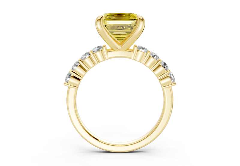 Arabella Yellow Diamond Accent Asscher Cut 2mm Engagement Ring