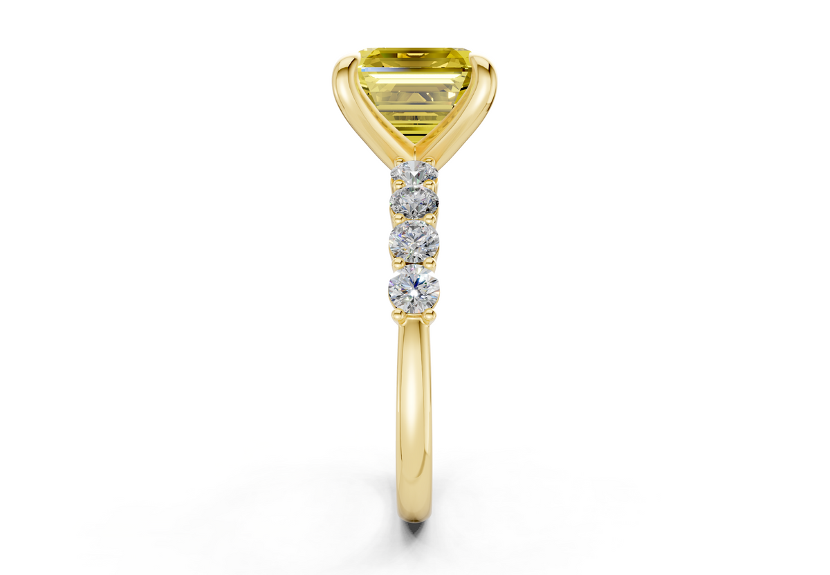 Arabella Yellow Diamond Accent Asscher Cut 2mm Engagement Ring