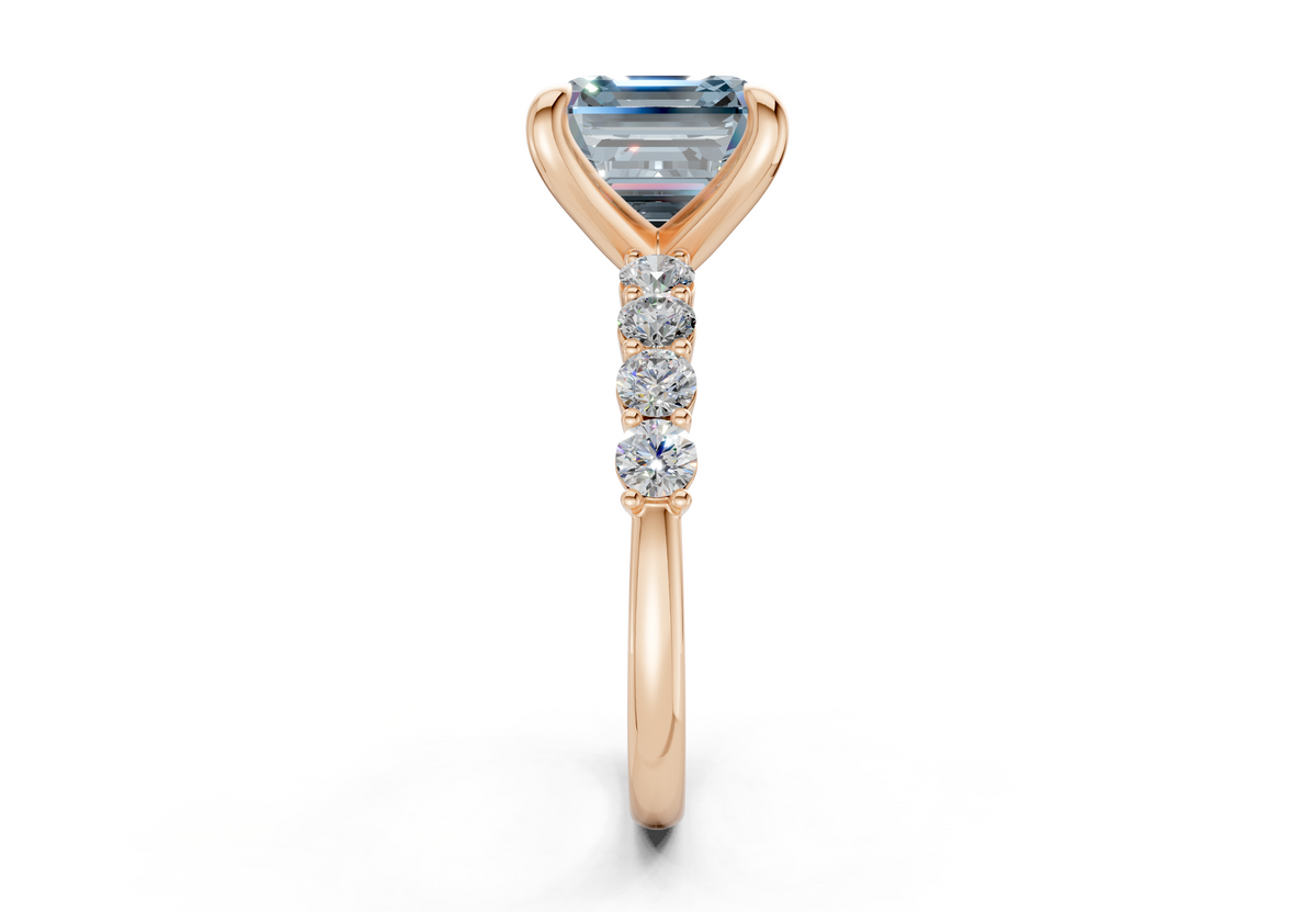 Arabella Blue Diamond Accent Asscher Cut 2mm Engagement Ring