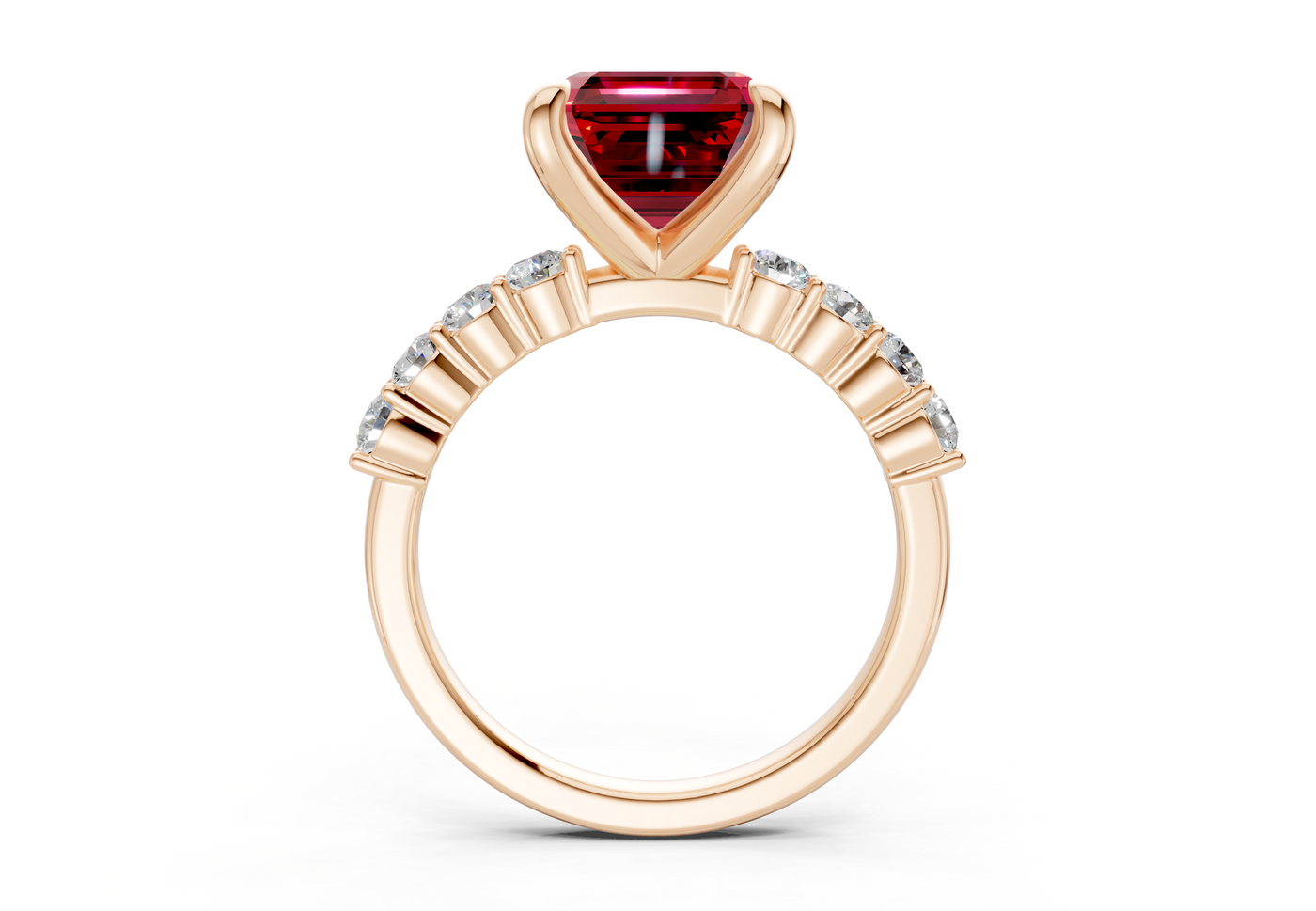 Arabella Ruby Gemstone Accent Asscher Cut 2mm Engagement Ring