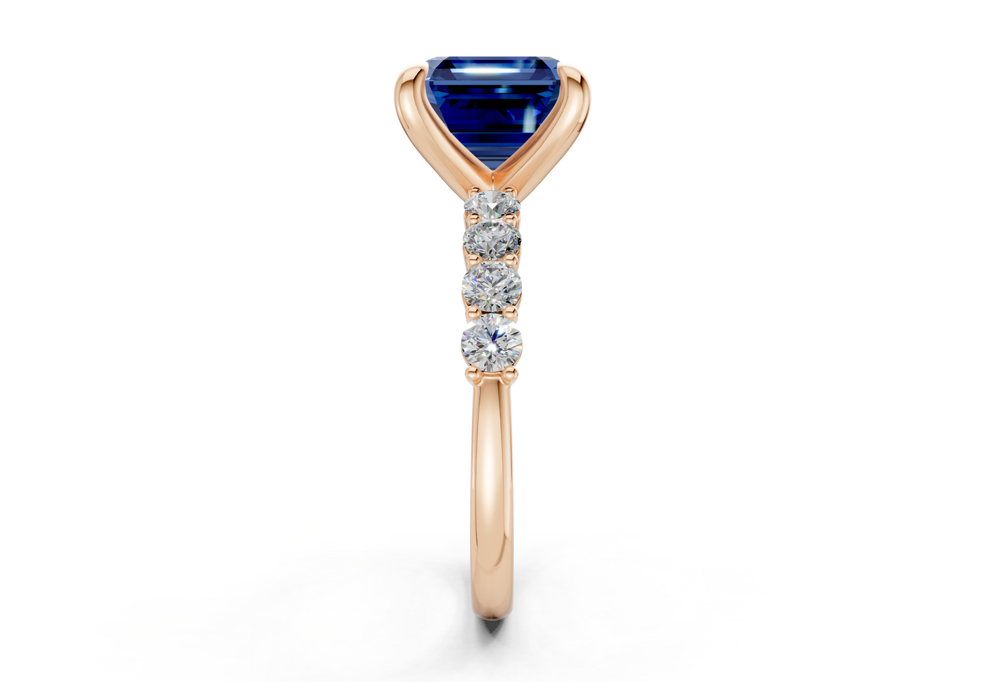 Arabella Sapphire Gemstone Accent Asscher Cut 2mm Engagement Ring