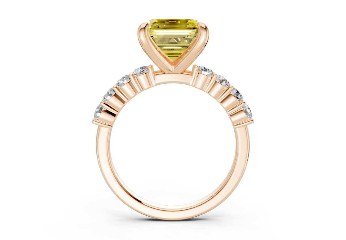 Arabella Yellow Diamond Accent Asscher Cut 2mm Engagement Ring