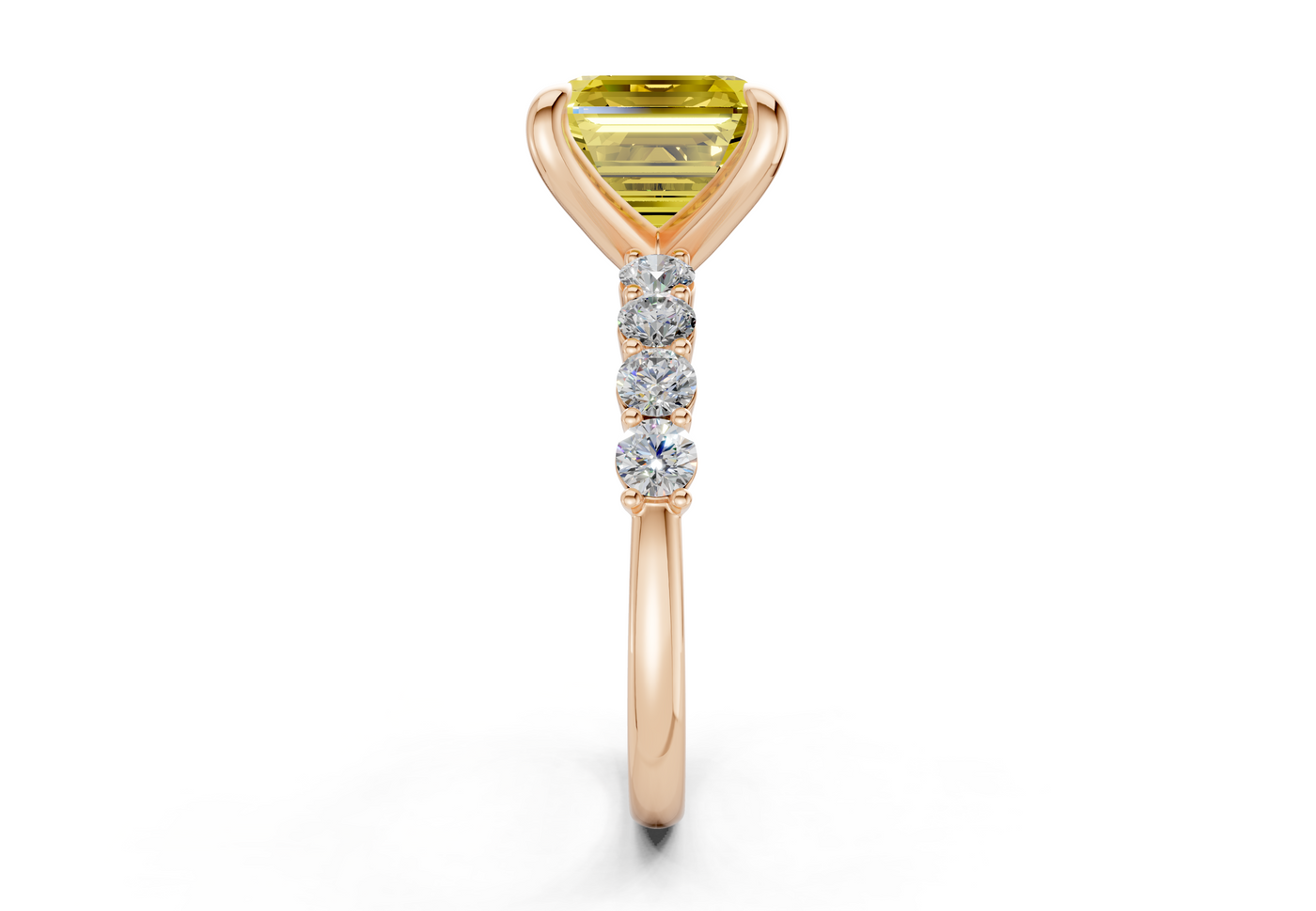 Arabella Yellow Diamond Accent Asscher Cut 2mm Engagement Ring