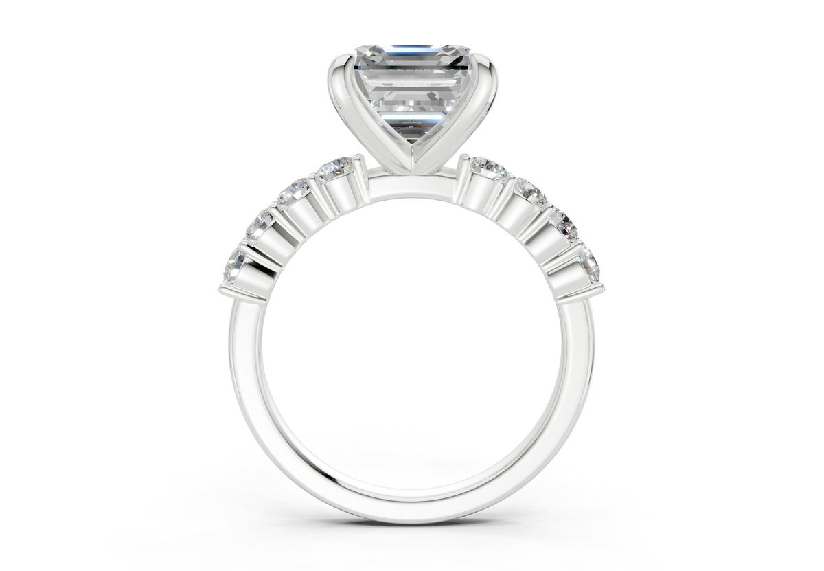 Arabella Diamond Accent Asscher Cut 2mm Engagement Ring