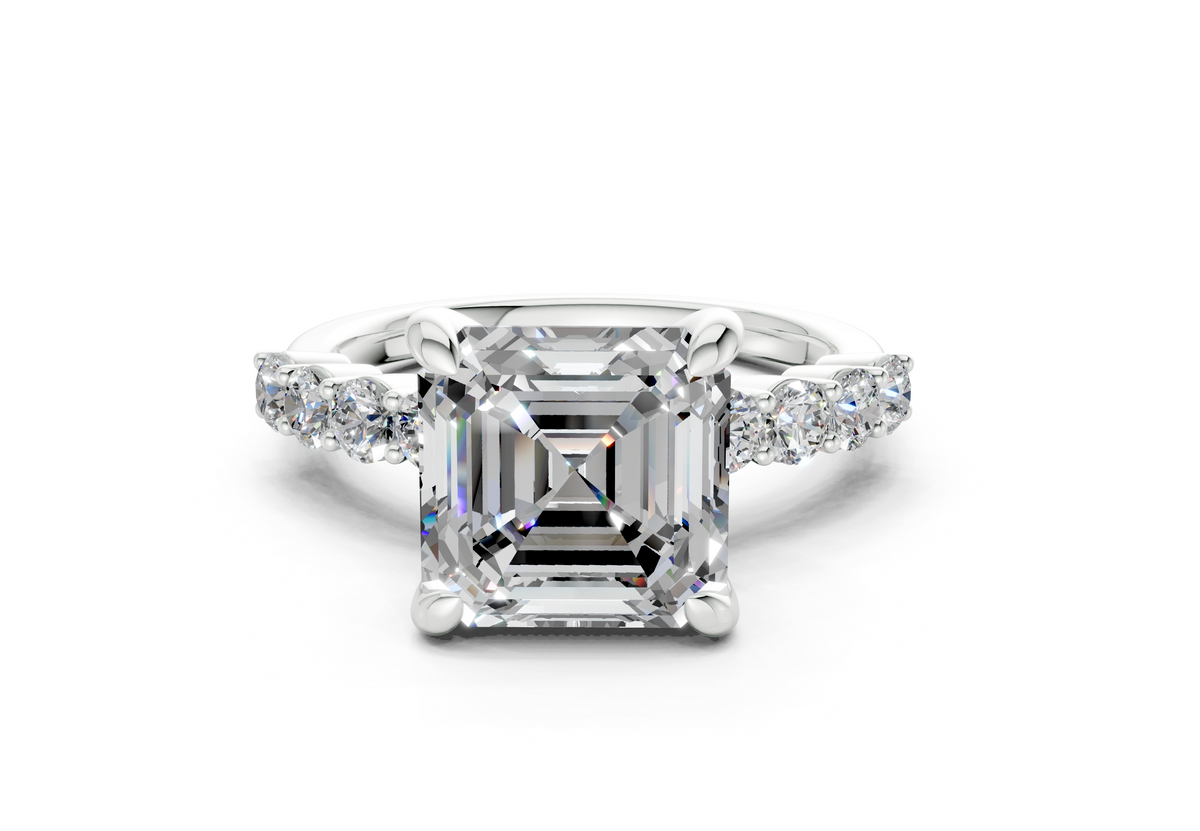 Arabella Diamond Accent Asscher Cut 2mm Engagement Ring