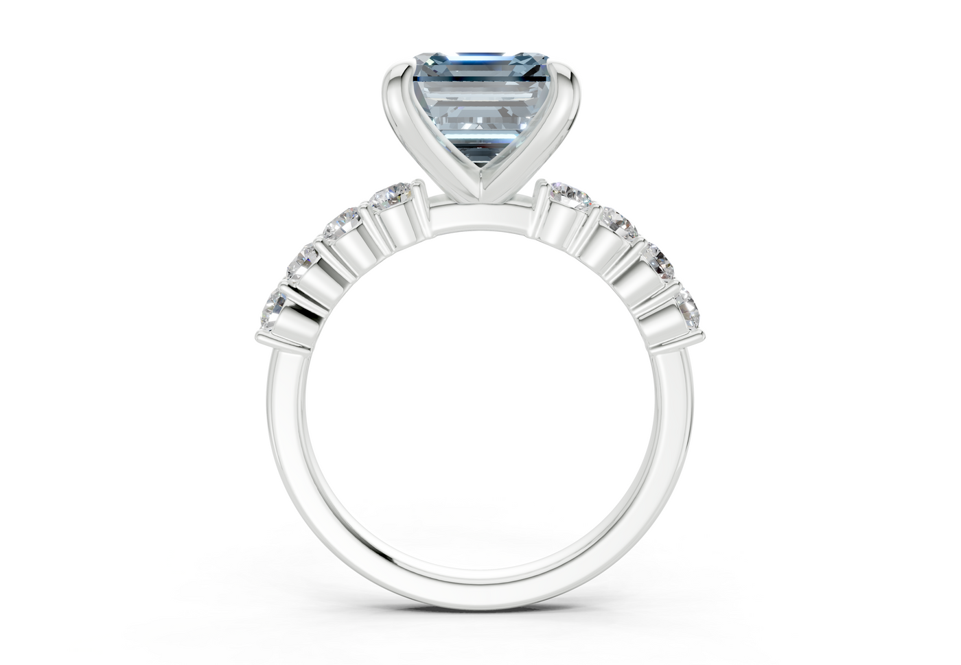 Arabella Blue Diamond Accent Asscher Cut 2mm Engagement Ring