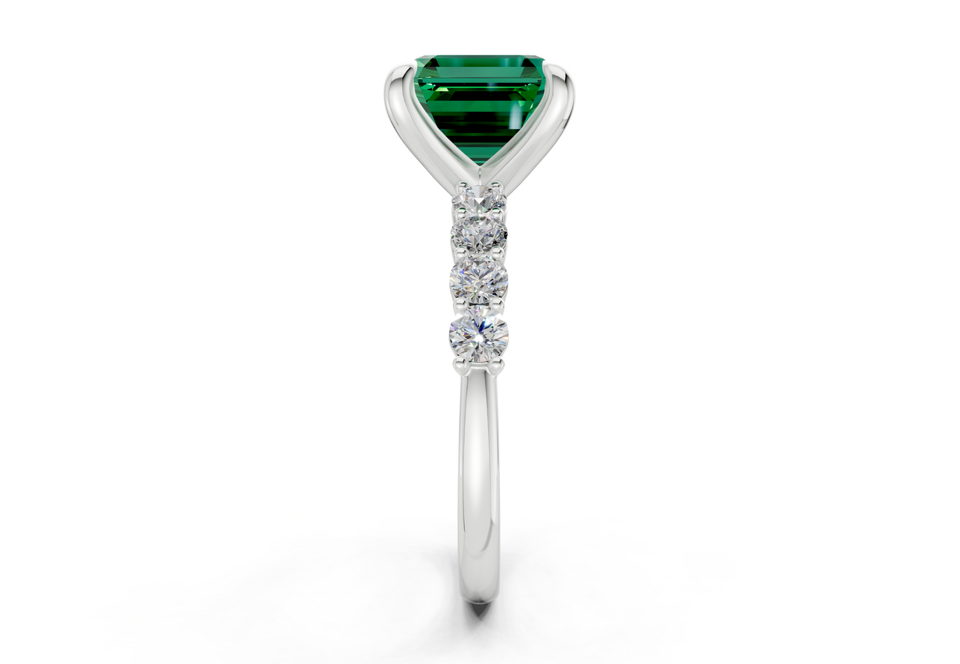 Arabella Emerald Gemstone Accent Asscher Cut 2mm Engagement Ring