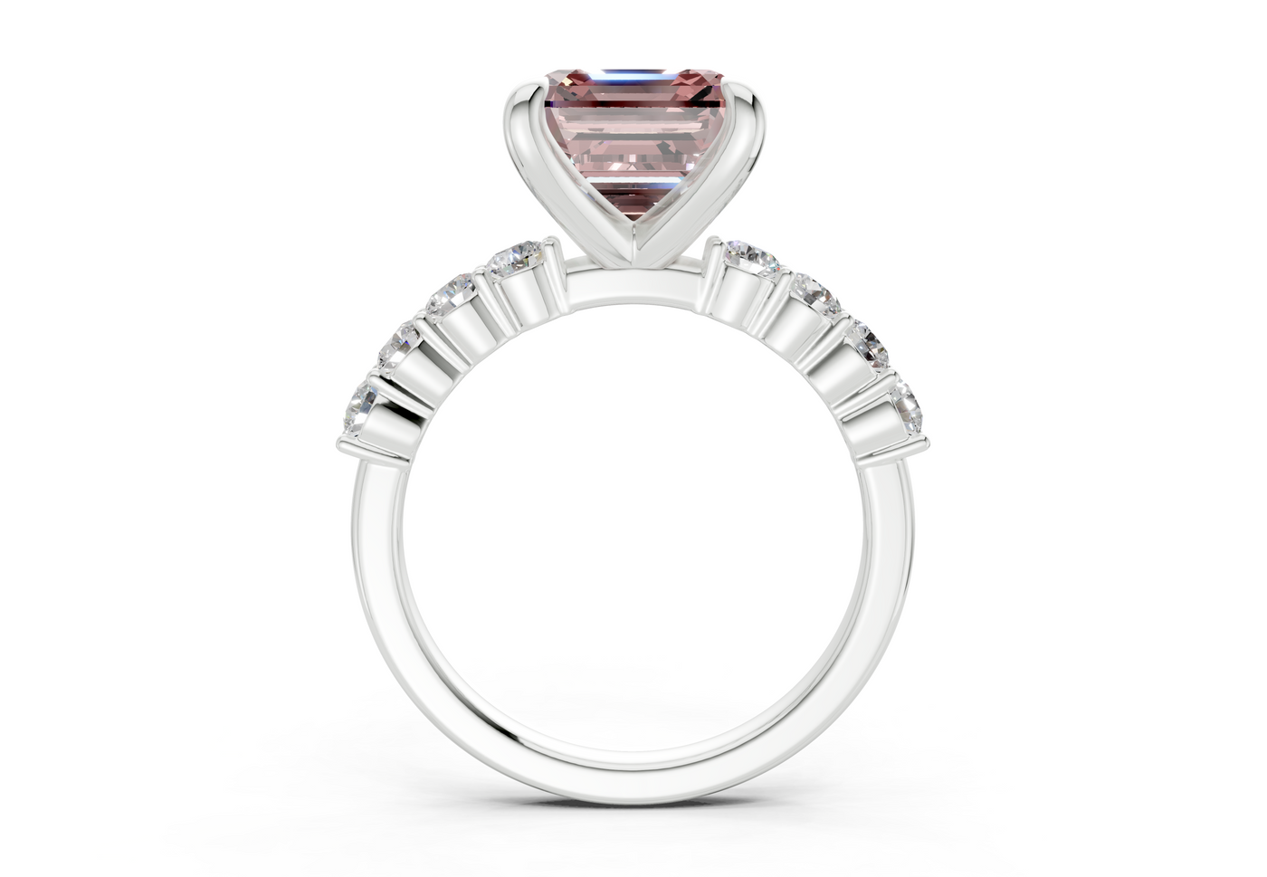 Arabella Pink Diamond Accent Asscher Cut 2mm Engagement Ring
