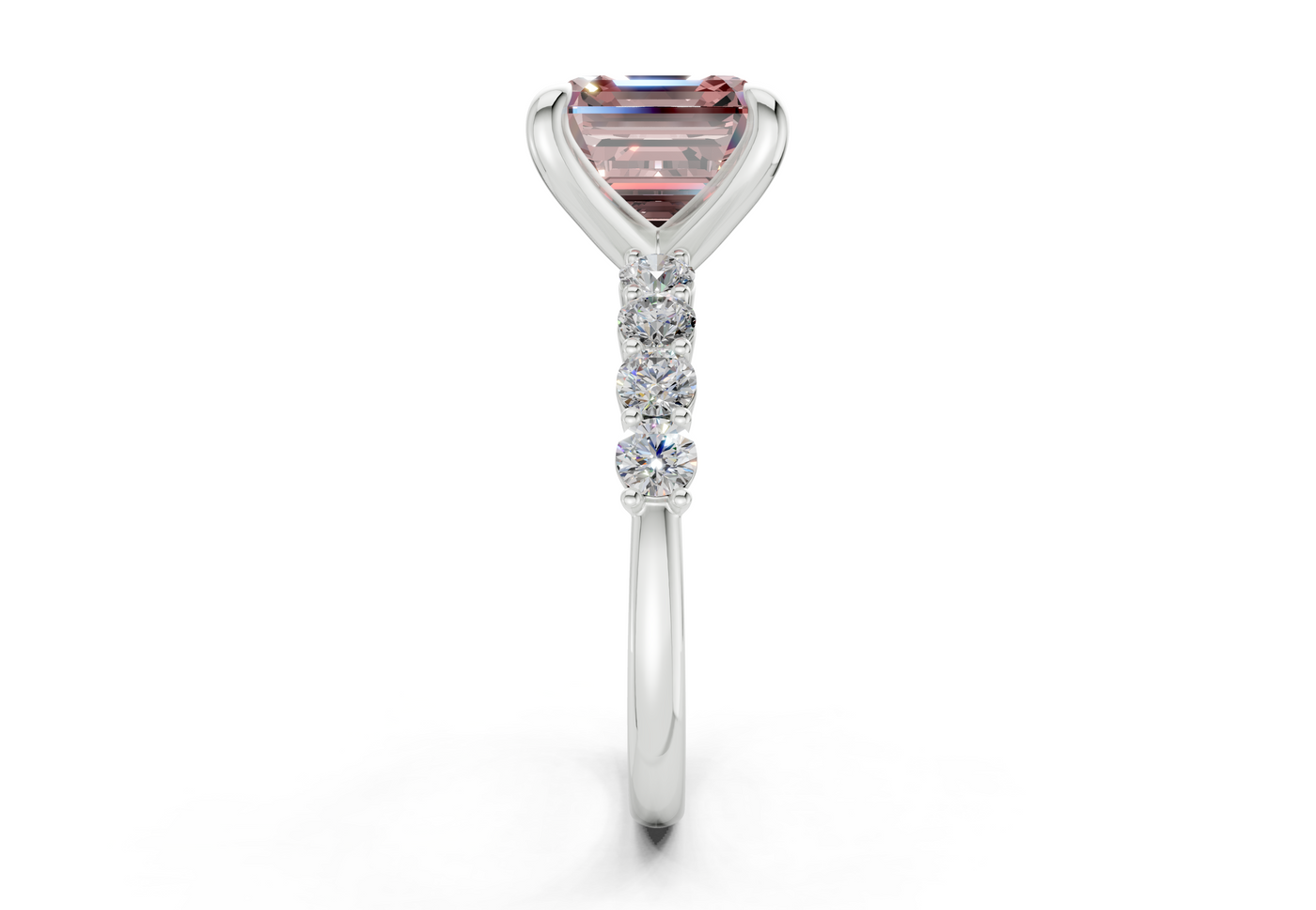 Arabella Pink Diamond Accent Asscher Cut 2mm Engagement Ring