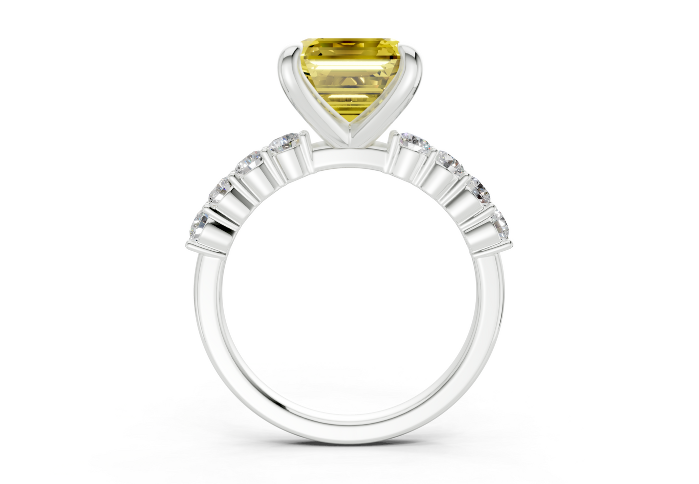Arabella Yellow Diamond Accent Asscher Cut 2mm Engagement Ring