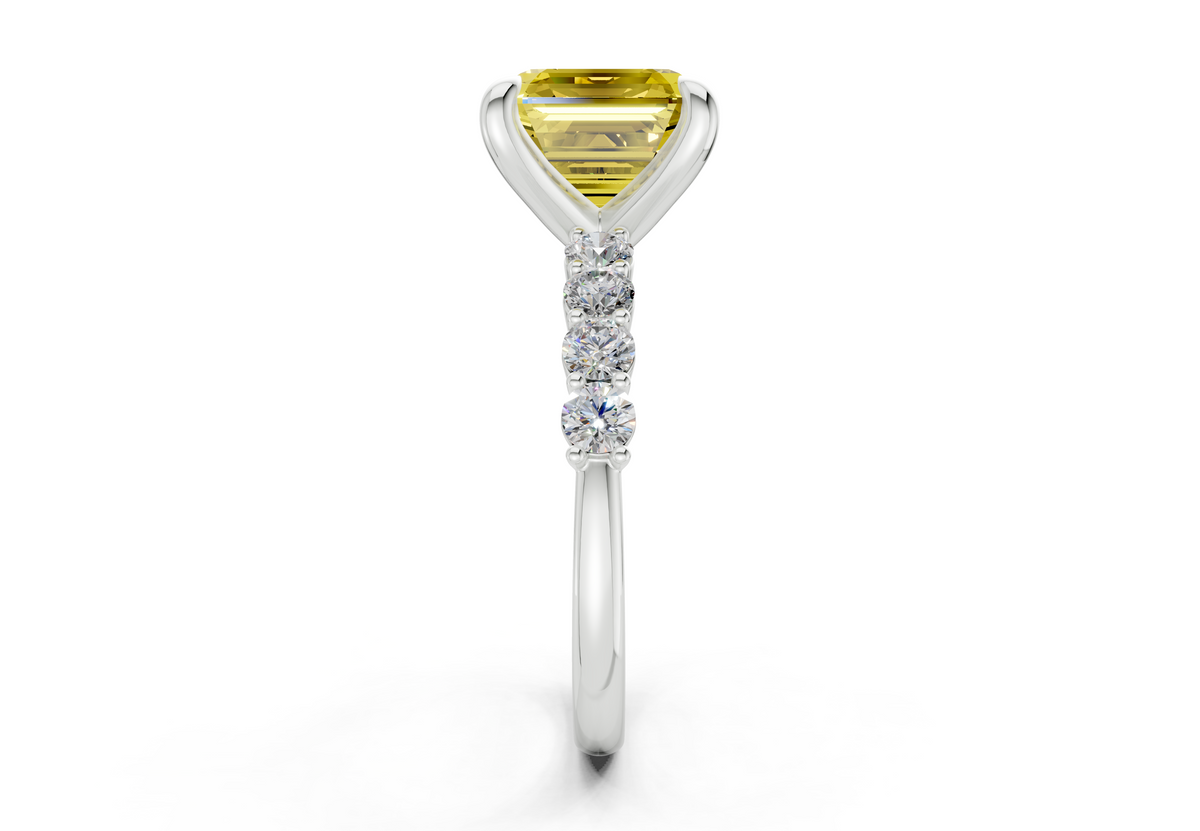 Arabella Yellow Diamond Accent Asscher Cut 2mm Engagement Ring