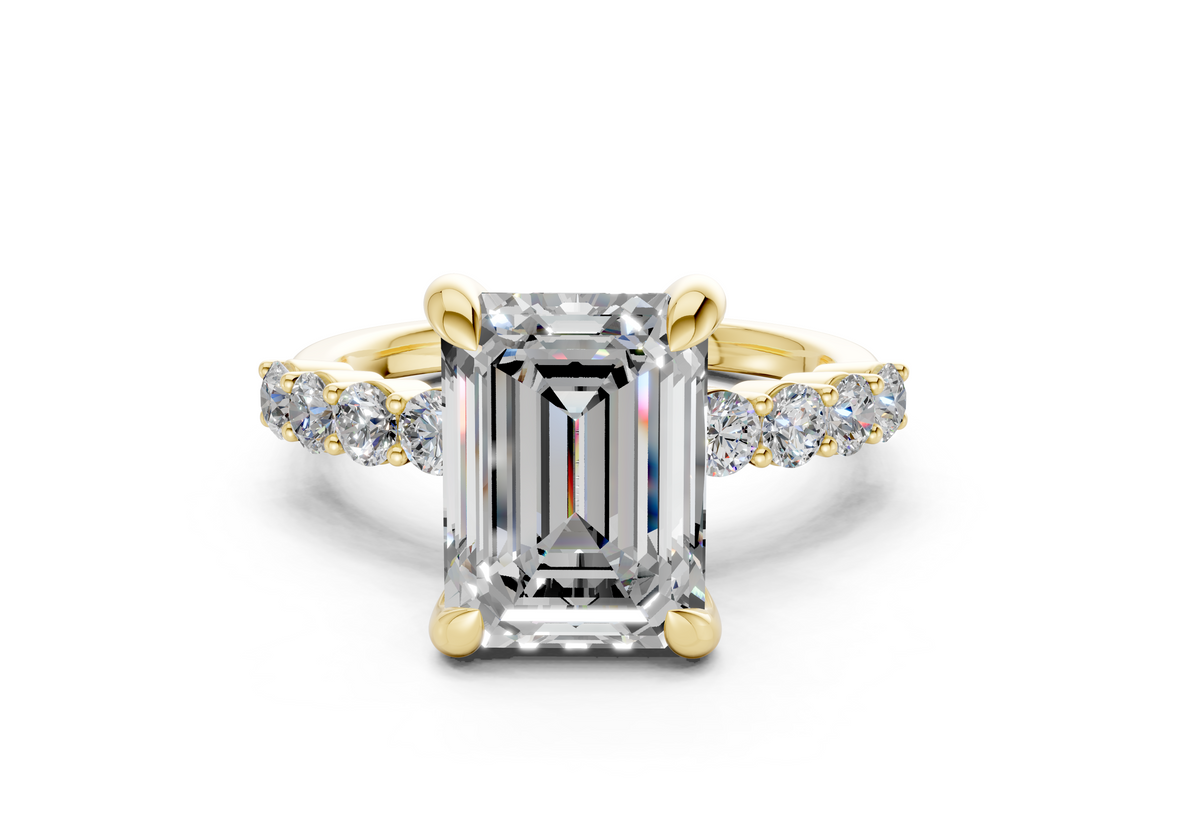 Arabella Diamond Accent Emerald Cut 2mm Engagement Ring