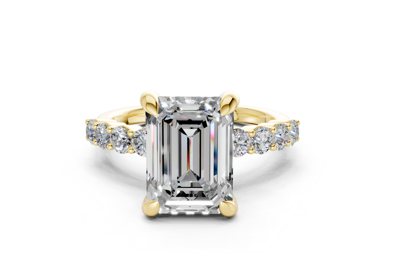 Arabella Diamond Accent Emerald Cut 2mm Engagement Ring