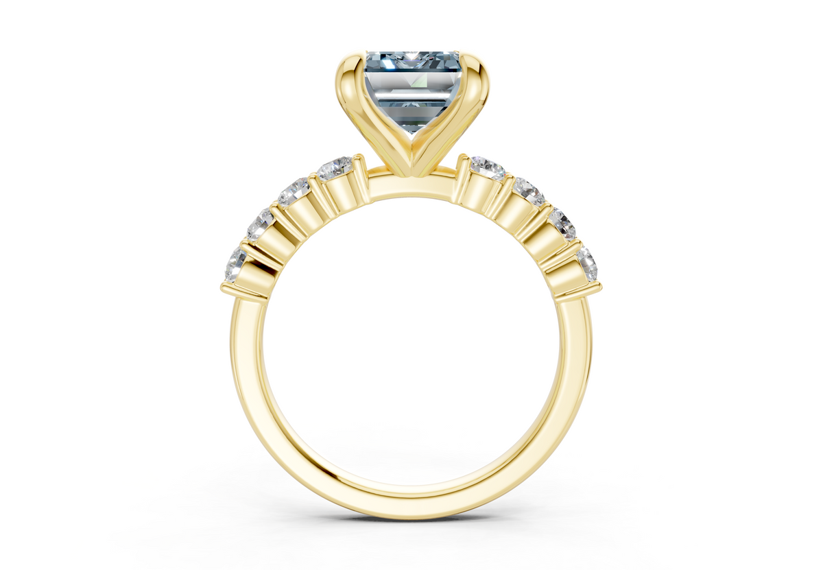 Arabella Blue Diamond Accent Emerald Cut 2mm Engagement Ring