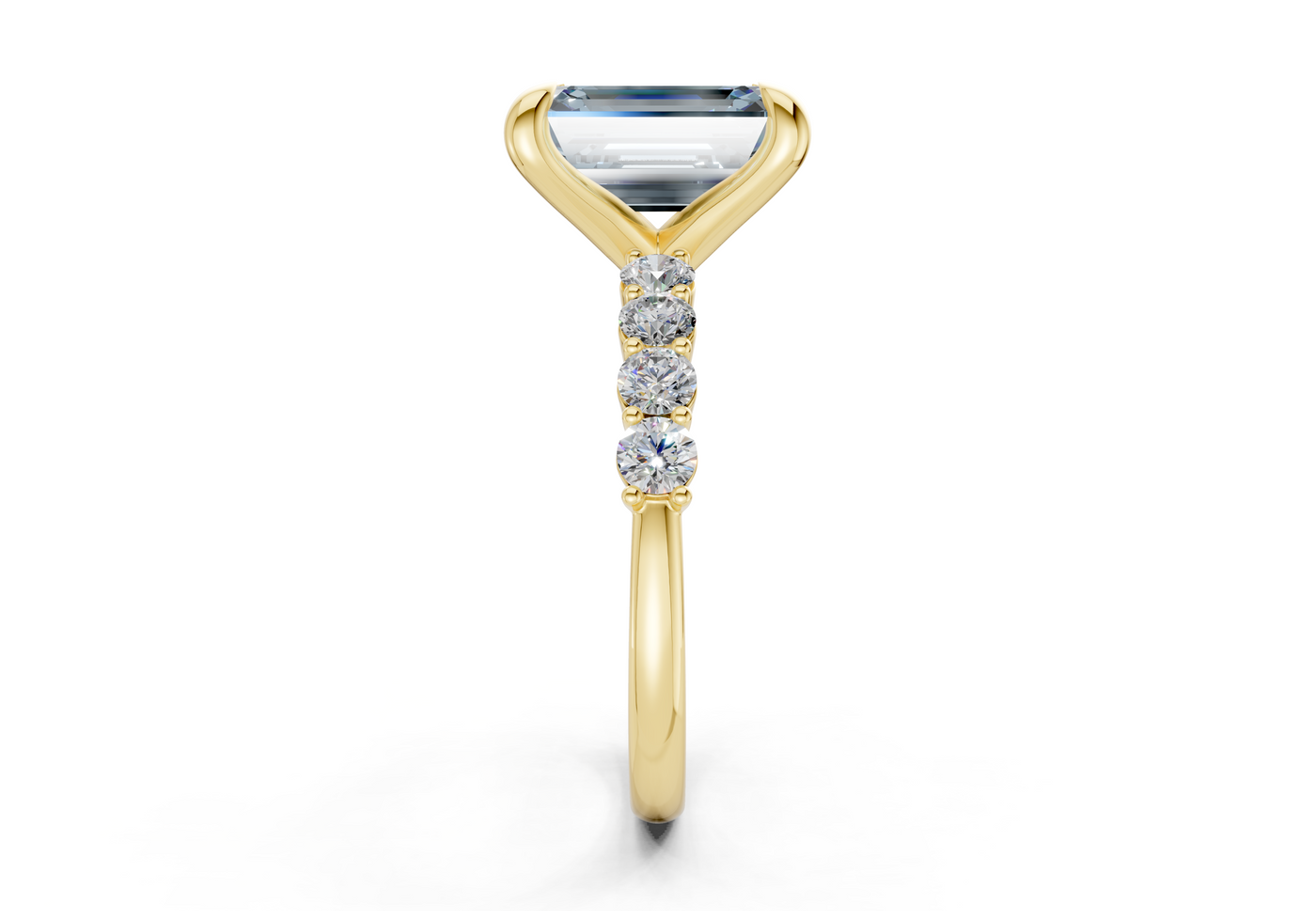 Arabella Blue Diamond Accent Emerald Cut 2mm Engagement Ring