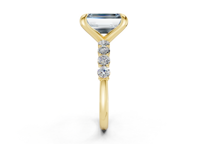 Arabella Blue Diamond Accent Emerald Cut 2mm Engagement Ring