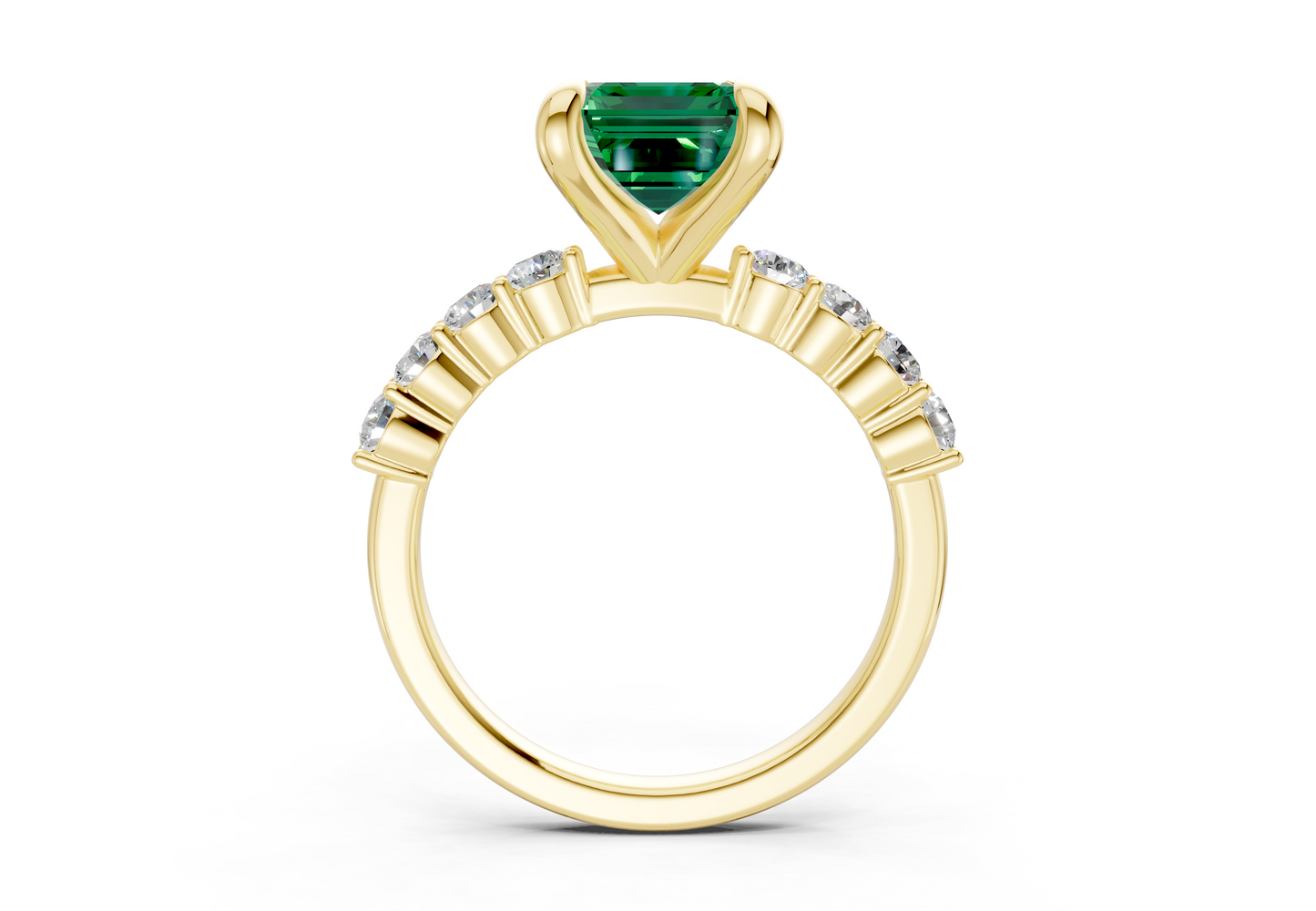 Arabella Emerald Gemstone Accent Emerald Cut 2mm Engagement Ring