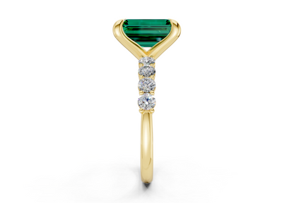 Arabella Emerald Gemstone Accent Emerald Cut 2mm Engagement Ring