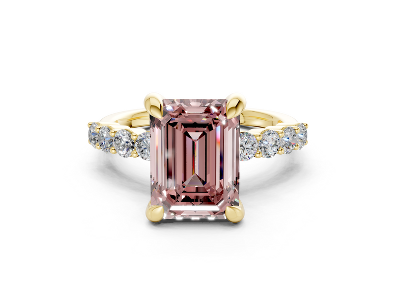 Arabella Pink Diamond Accent Emerald Cut 2mm Engagement Ring