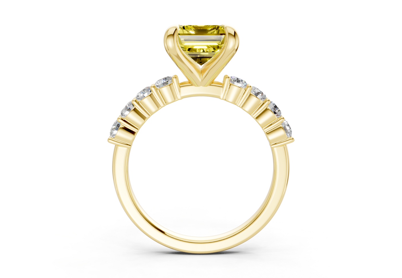 Arabella Yellow Diamond Accent Emerald Cut 2mm Engagement Ring