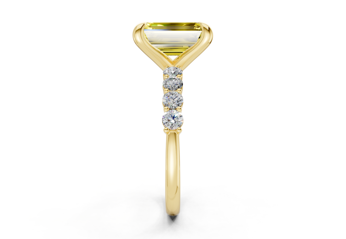 Arabella Yellow Diamond Accent Emerald Cut 2mm Engagement Ring