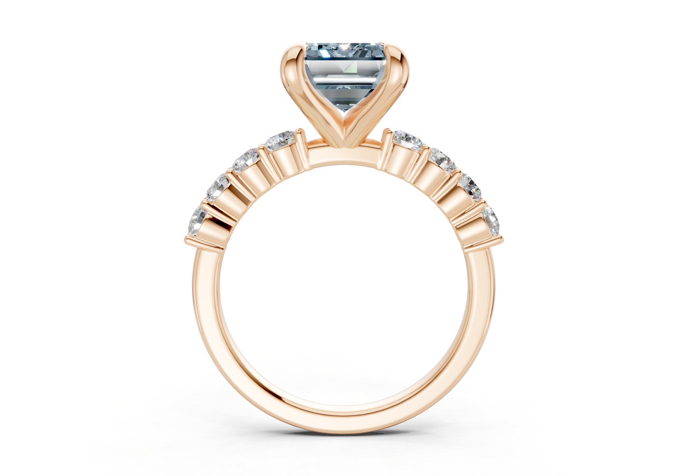 Arabella Blue Diamond Accent Emerald Cut 2mm Engagement Ring