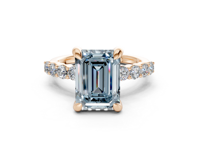 Arabella Blue Diamond Accent Emerald Cut 2mm Engagement Ring