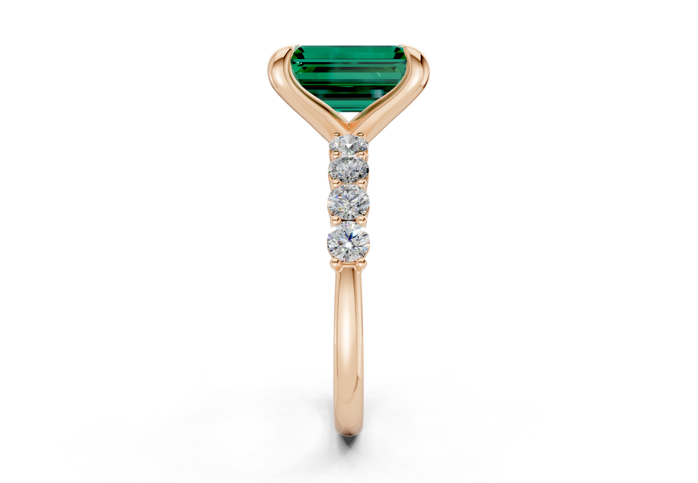 Arabella Emerald Gemstone Accent Emerald Cut 2mm Engagement Ring