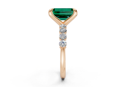 Arabella Emerald Gemstone Accent Emerald Cut 2mm Engagement Ring