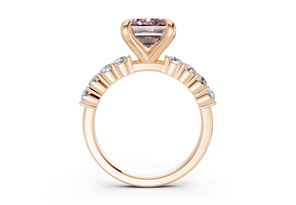 Arabella Pink Diamond Accent Emerald Cut 2mm Engagement Ring
