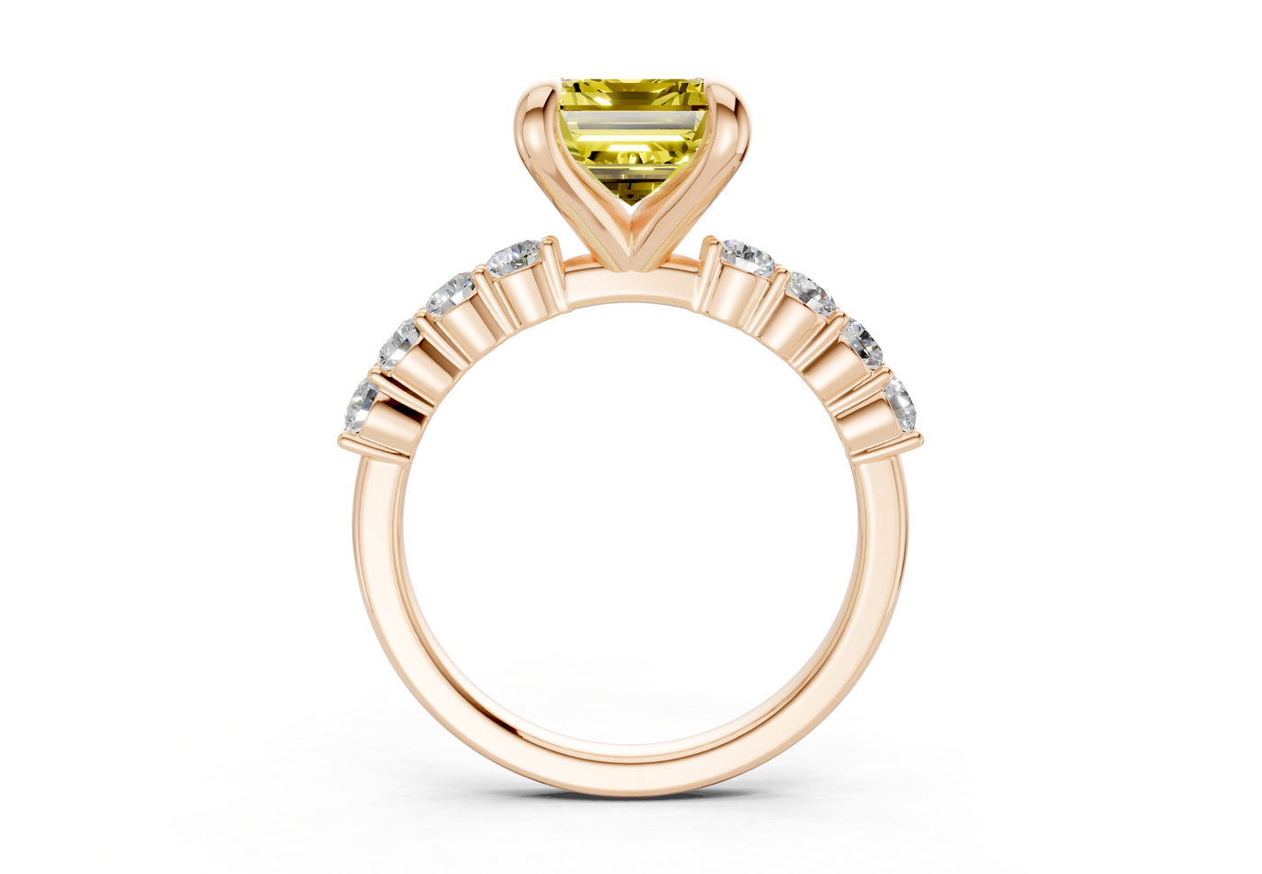 Arabella Yellow Diamond Accent Emerald Cut 2mm Engagement Ring
