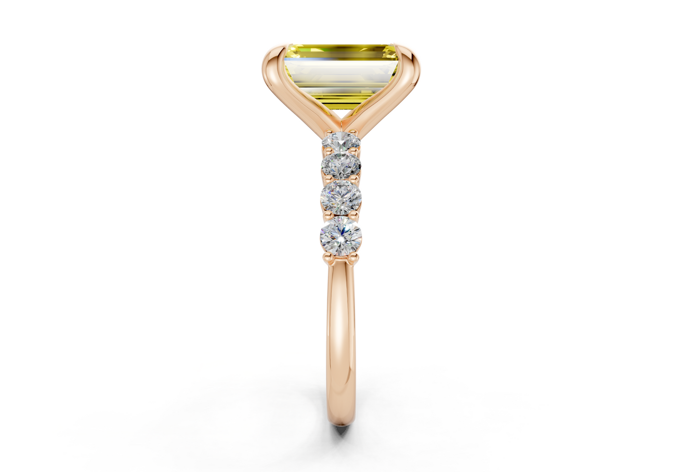 Arabella Yellow Diamond Accent Emerald Cut 2mm Engagement Ring
