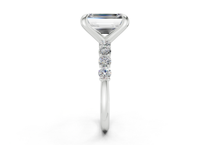 Arabella Diamond Accent Emerald Cut 2mm Engagement Ring
