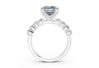 Arabella Blue Diamond Accent Emerald Cut 2mm Engagement Ring