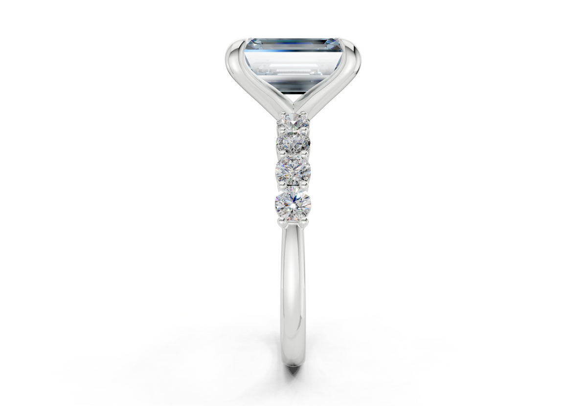 Arabella Blue Diamond Accent Emerald Cut 2mm Engagement Ring