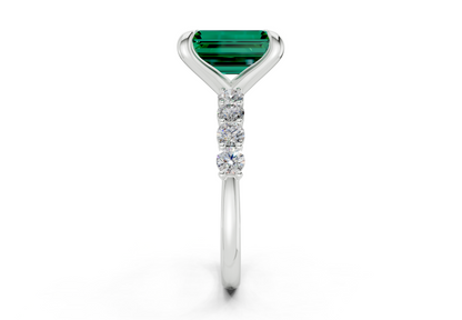 Arabella Emerald Gemstone Accent Emerald Cut 2mm Engagement Ring