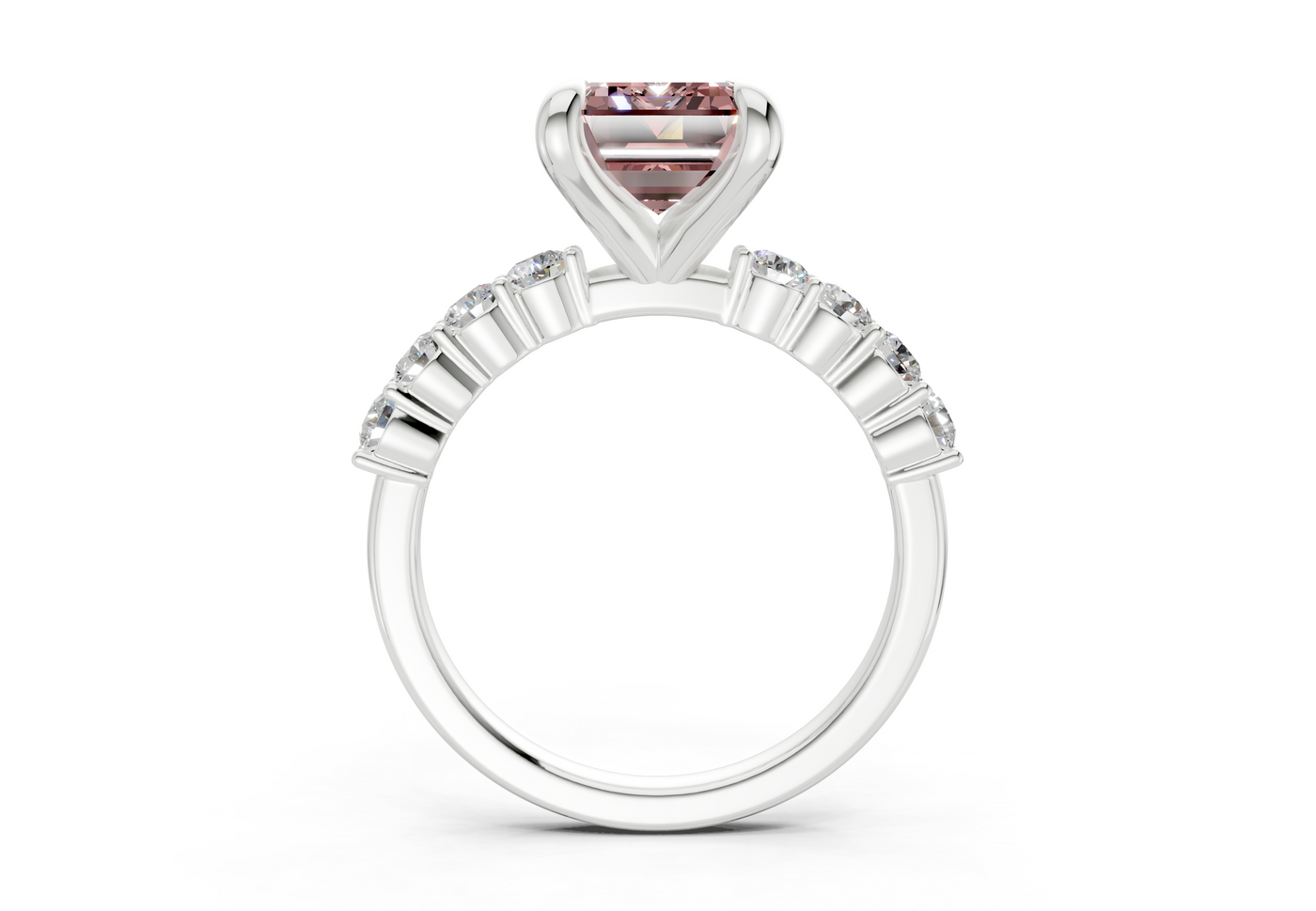 Arabella Pink Diamond Accent Emerald Cut 2mm Engagement Ring