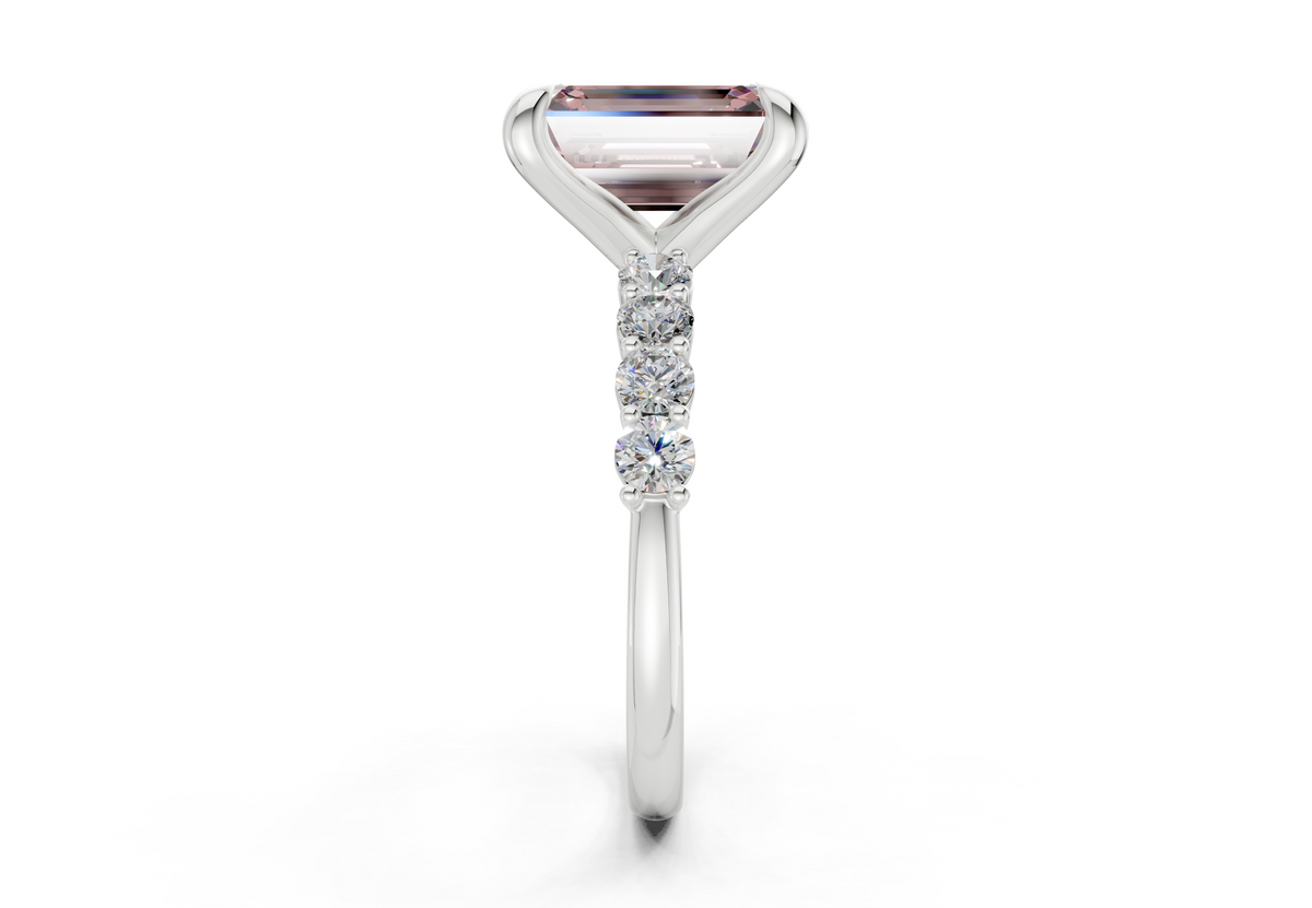 Arabella Pink Diamond Accent Emerald Cut 2mm Engagement Ring