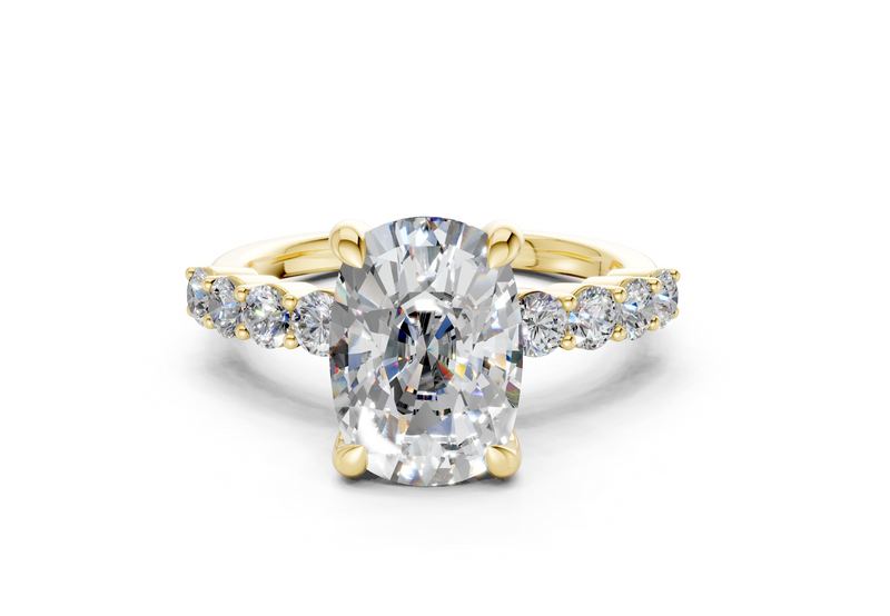 Arabella Diamond Accent Elongated Cushion Cut 2mm Engagement Ring