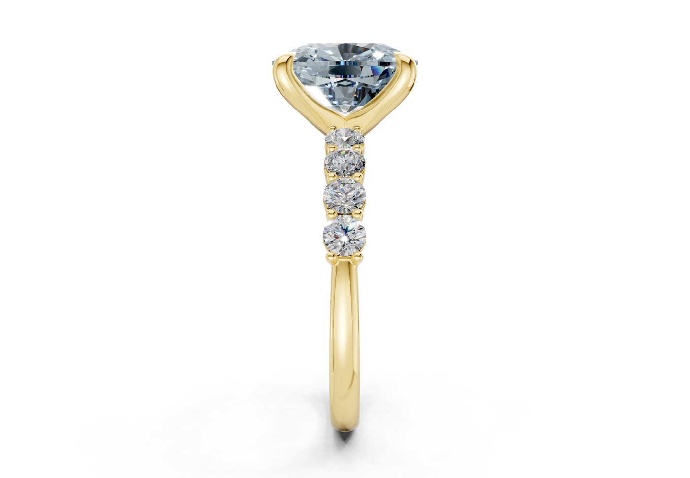 Arabella Blue Diamond Accent Elongated Cushion Cut 2mm Engagement Ring