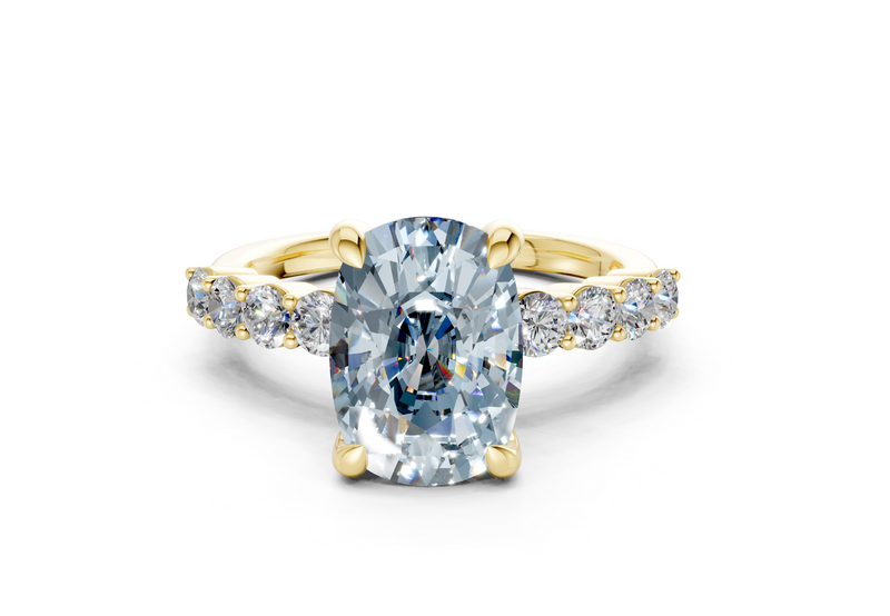 Arabella Blue Diamond Accent Elongated Cushion Cut 2mm Engagement Ring