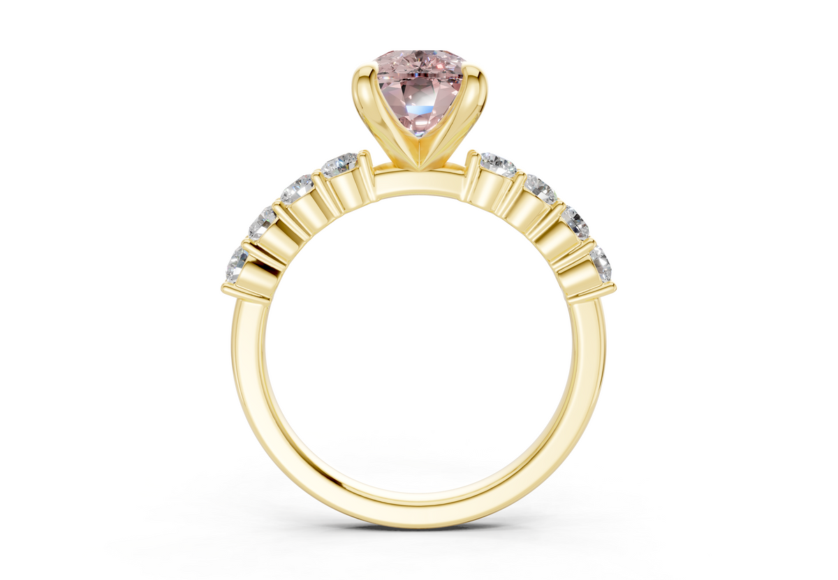 Arabella Pink Diamond Accent Elongated Cushion Cut 2mm Engagement Ring