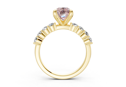 Arabella Pink Diamond Accent Elongated Cushion Cut 2mm Engagement Ring