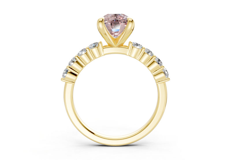 Arabella Pink Diamond Accent Elongated Cushion Cut 2mm Engagement Ring