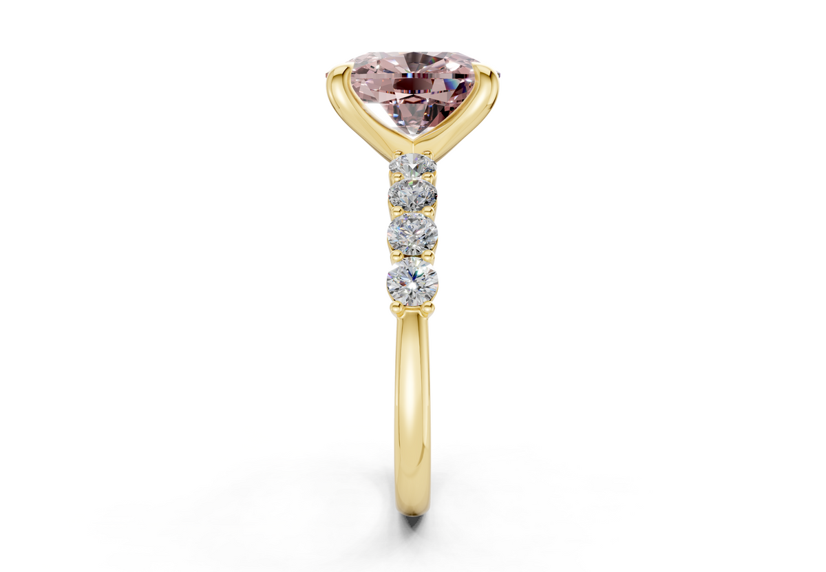 Arabella Pink Diamond Accent Elongated Cushion Cut 2mm Engagement Ring