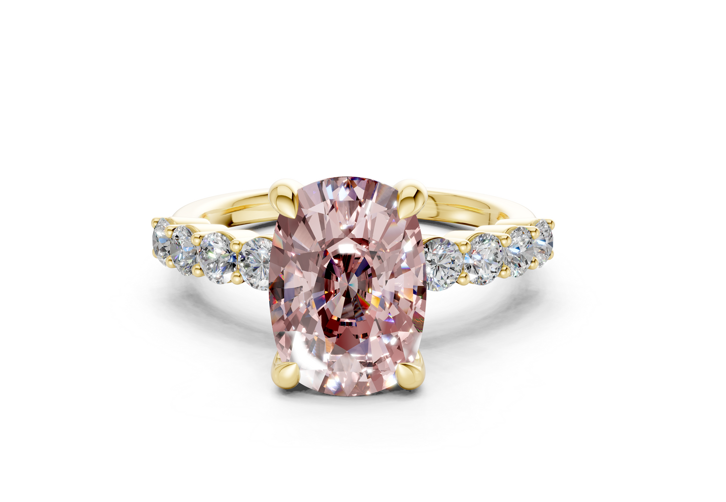 Arabella Pink Diamond Accent Elongated Cushion Cut 2mm Engagement Ring
