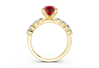 Arabella Ruby Gemstone Accent Elongated Cushion Cut 2mm Engagement Ring