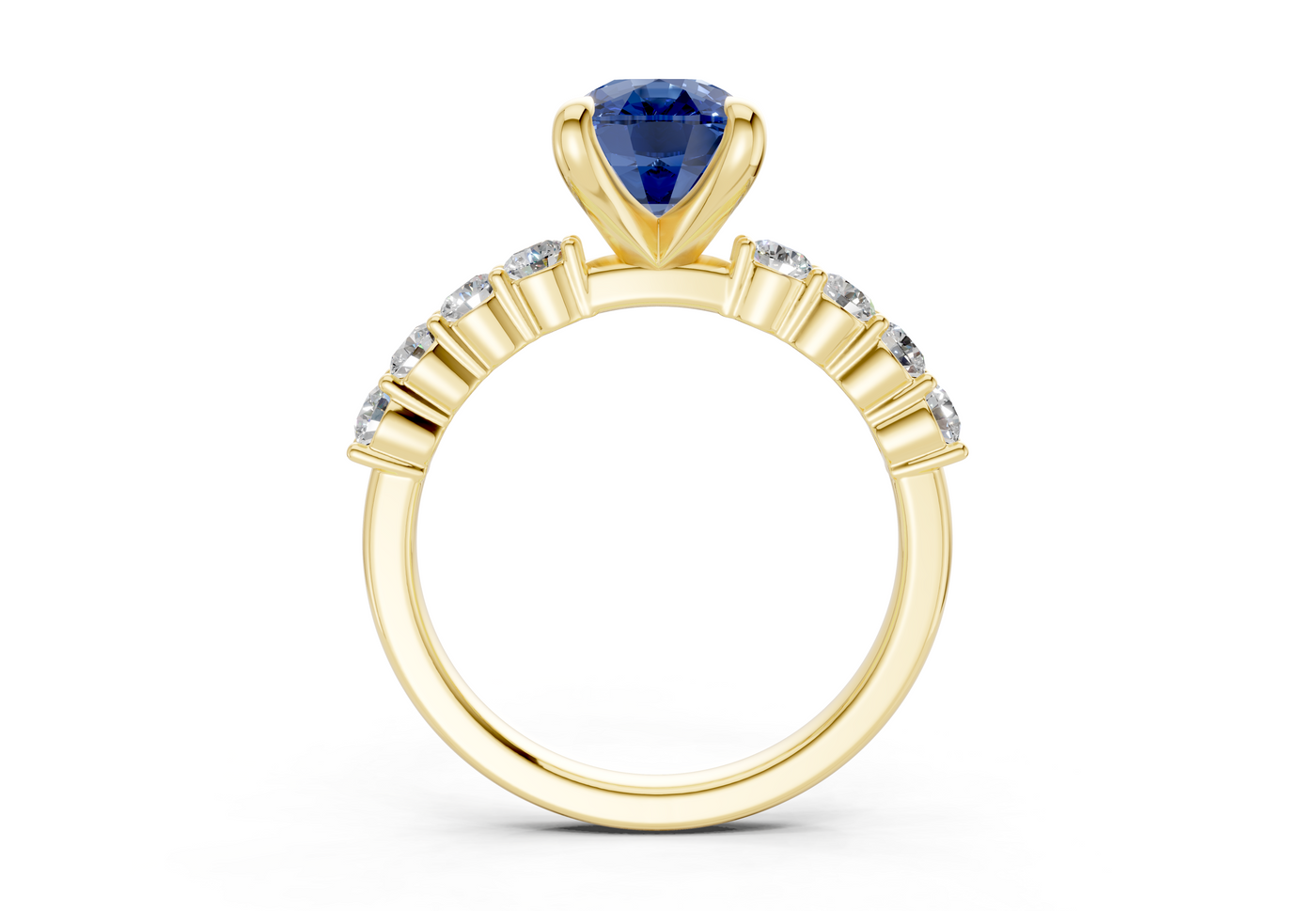 Arabella Sapphire Gemstone Accent Elongated Cushion Cut 2mm Engagement Ring